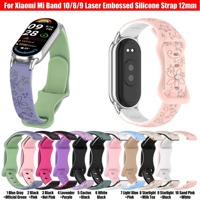 Kompatibel dengan Xiaomi Mi Band 8/9/10/11 Tali Silikon Dua Warna Bermotif Bunga dengan Ukiran Laser