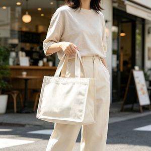 Sac fourre-tout en toile à motif géométrique durable, imprimé sur mesure, sac à bandoulière publicitaire personnalisé pour cadeaux de détail - Product Image 3