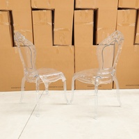 Chaises empilables de mariage pour banquet, dossier à couronne transparente, chaise d'hôtel en résine plastique acrylique pour événement