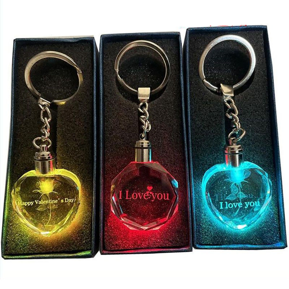 DREA Customized Cute Heart Shaped Key Chain Valentine Present Gift Custom Logo Key Rings Crystal Key Chain