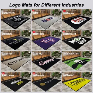 도매 상업 브랜드 디자인 인쇄 teppich mit 로고 야외 카펫 매장 깔개 현관 매트 입구 바닥 사용자 정의 로고 매트
