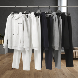 Ensemble de survêtement à capuche pour homme FURAT LEATHERS, couleur unie, deux pièces, sweat-shirt et pantalon de jogging, tenue décontractée, respirante, sportive, en tissu éponge - Product Image 3