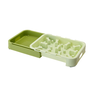 Gamelle anti-glouton Daoge pour animaux de compagnie, avec compartiments séparés pour aliments secs et humides, en PP, bleu glace et vert fruit. - Product Image 3