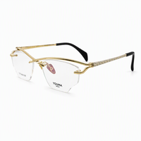 Lunettes de lecture unisexes en titane pur, montures de luxe sans monture, motif diamant, double arche, ultra légères, anti-lumière bleue, logo personnalisé