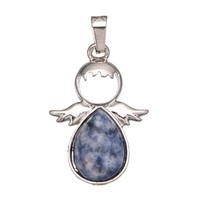 Cadeau d'ange gardien pendentif à breloque d'ange mignon cristal de guérison ailes d'ange pierre naturelle incrustée bijoux plaqués or pour les fêtes