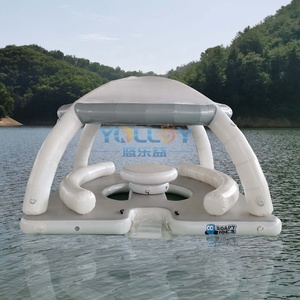 Venta al por mayor Inflable Piscina <span class=keywords><strong>Bar</strong></span> Isla Flotante Bajo Precio Agua Instalaciones de entretenimiento Plataforma Flotante Tienda Sol Refugio Salón - Product Image 4
