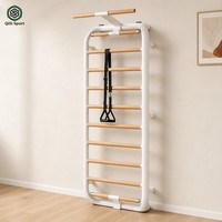 Alternativa al Reformer de Pilates para Montar en la Pared, Escalera Sueca para Gimnasio en Casa, Barra de Yoga para Pared, 11 Peldaños de Haya, Multifunción 4 en 1