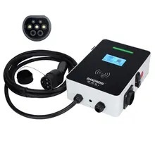 Nouvelle borne de recharge murale pour véhicules électriques, double prise AC 22KW/44KW, entrée 380V, normes européennes et nationales Type 1/2, noire - Product Image 5