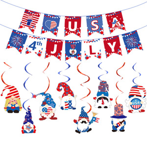 Decoraciones para la fiesta del Día de la Independencia de EE. UU., adornos colgantes en espiral, colgante de muñeca sin rostro de papel, fácil de montar, de 8 a 13 años - Product Image 1