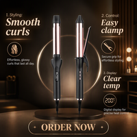 Fer à boucler professionnel Torlin, 4 réglages de température, écran LCD, chauffage PTC, baril en céramique, styler de salon