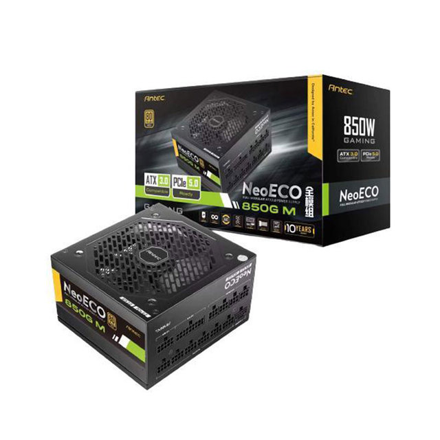 Antec NE850W Quiet ATX3.0 PCIE5.0 12V 80 Plus GOLD PSU with 24Pin Interface for High-End Desktop PC Power Supply
