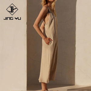 High-quality stylish loose-fitting comfortable V-neck backless <b>summer</b> <b>dress</b> custom breathable <b>linen</b> blend Midi <b>Dress</b> - Product Image 2