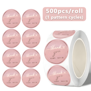 Autocollants adhésifs 500 feuilles par rouleau, papier kraft rose imperméable, cercle, étiquette de scellage pour enveloppes de mariage - Product Image 6