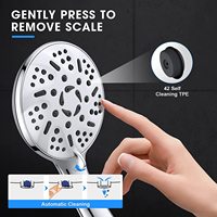Ensemble de douche à main haute pression 9 jets, pomme de douche ionique avec flexible et support, finition chrome moderne pour salle de bain