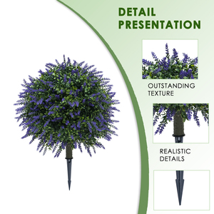 Arbustes artificiels résistants aux UV Offre Spéciale PZD-1-235B Arbres topiaires de lavande en plastique avec piquet de sol pour le jardin de porche - Product Image 6
