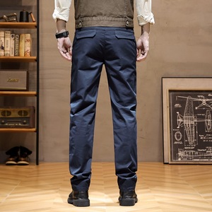 Nouveaux hommes tendance Street Style mince Tube droit <span class=keywords><strong>pantalon</strong></span> tout lavé 100% <span class=keywords><strong>coton</strong></span> costume décontracté <span class=keywords><strong>pantalon</strong></span> taille moyenne couleur lavage taille XL - Product Image 4