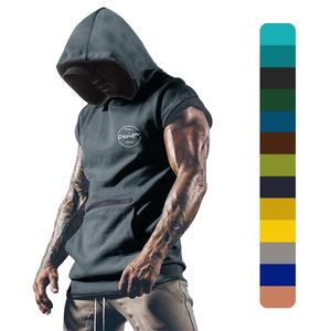 Tinta estate su misura per allenamento all'ingrosso serigrafia abbigliamento sportivo di lusso senza maniche da uomo canotta da palestra <span class=keywords><strong>con</strong></span> <span class=keywords><strong>cappuccio</strong></span> - Product Image 1