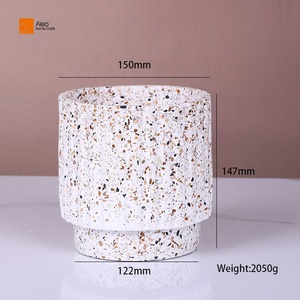 Offre Spéciale – <span class=keywords><strong>Pot</strong></span> de Fleurs ALEO de Luxe Moderne Classique <span class=keywords><strong>en</strong></span> Terrazzo Blanc, Capacité 1L, pour Décoration Extérieure, Jardin, Maison, Bureau, <span class=keywords><strong>Plantes</strong></span> Succulentes - Product Image 3