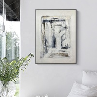 Peinture à l'huile sur toile peinte à la main, design paysager moderne noir et blanc, art mural, décoration de salon, JZ Arts Original