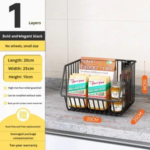 Chariot de rangement de <span class=keywords><strong>cuisine</strong></span> multi-niveaux en acier au carbone, panier de rangement multifonctionnel coulissant avec roulettes pour l'organisation de la <span class=keywords><strong>cuisine</strong></span> - Product Image 5