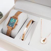 Miboni 2023L Montre-bracelet vintage japonaise à mouvement Seiko à quartz, ensemble avec bracelet, collier et bijoux, coffret cadeau pour femme