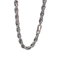 Ensemble de bijoux pour homme en acier inoxydable massif : collier et bracelet à maillons cubains et chaîne torsadée avec fermoir double