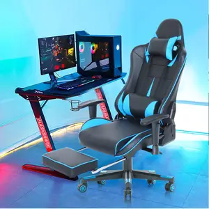 Cadeira de computador em couro para jogos, cadeira para jogos de escritório e jogos de corrida, ergonômico e confortável