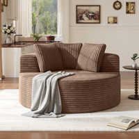 En stock, Canapé de salon moderne marron, Chaise individuelle ronde marron en mousse compressée sous vide