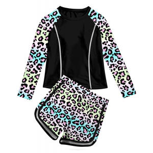 RTS 2025 아이 긴 소매 수영복 여름 유아 소녀 야외 해변 꽃 반바지/표범 민소매 수영복 래쉬 가드 - Product Image 5