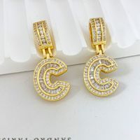 Colgante de Letra Inicial de Hip Hop con Circonita Cúbica, Bañado en Oro, para Joyería DIY