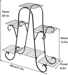 Support à fleurs en métal classique à 4 niveaux, en fonte noire thermolaquée de 4 mm d'épaisseur, pour la maison, le jardin et les mariages, vente en gros - Product Image 4