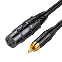 Cable de Audio Profesional RCA Macho a XLR Hembra, Chapado en Oro, 24AWG OFC, Doble Blindaje de PVC, para Estudio, Monitor de Computadora, Amplificador