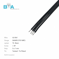 Câble de raccordement 4 broches pas de 1,50 mm vers fil nu étamé de 3 mm, 160 mm/0,52 pi, UL1061 26AWG noir pour connexion interne d'électronique grand public
