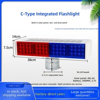 Feux de signalisation clignotants solaires rouge et bleu double face, écran d'affichage de sécurité routière portable en ABS pour travaux de construction