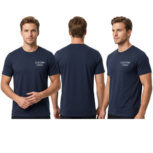 <b>Men's</b> <b>Navy</b> <b>Blue</b> Short Sleeve O-Neck Cotton <b>T</b>-<b>Shirt</b> Regular Fit Casual Jersey Printed Front Logo Design - Product Image 1