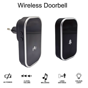 Wasserdichtes kabelloses Türklingel-Set, batteriebetriebener Druckknopf und einsteckbarer Empfänger, einstellbare Lautstärke/LED für Zuhause/Büro - Product Image 4