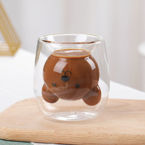 4 pezzi tazze da caffè carino, <span class=keywords><strong>orso</strong></span> anatra gatto <span class=keywords><strong>tazza</strong></span> da tè doppia parete <span class=keywords><strong>tazza</strong></span> di vetro latte <span class=keywords><strong>tazza</strong></span> per ufficio e compleanno personale - Product Image 2