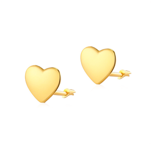 Pendientes de Botón con Forma de Corazón, Acero Inoxidable 316L, Chapado en Oro PVD, Joyería de Moda - Product Image 2