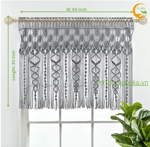 Cortinas de puerta tejidas a mano, tapicería de estilo bohemio, tapicería de algodón hecha a mano para el hogar, de Vietnam. - Product Image 3