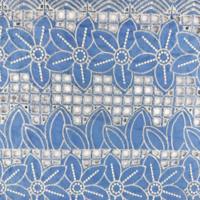 Tissu brodé en coton de qualité supérieure avec motif bleu et blanc complexe Coton biologique écologique pour les créations de mode