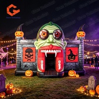 Labyrinthe gonflable géant d'Halloween durable avec laser, labyrinthe gonflable d'horreur avec crânes et fantômes, tunnel gonflable à vendre