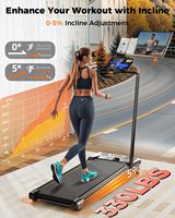 Tapis roulant pliable pour la maison avec 6 niveaux d'inclinaison automatique, plage de vitesse de 1 à 6 km/h, surface de course antidérapante, machine de marche pour l'exercice