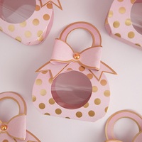 Polka Dots Bow Party Hochzeit Cookie Praline Danke Geschenk box Faltpapier box mit Fenster