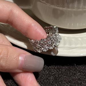 Wenchi S925 Pure Silver Palace Lace <b>Ring</b> Niche Design Simple Fashionable Retro Vintage Style Turquoise Hollow <b>Opening</b> China - Product Image 1