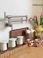 Robinet de cuisine pliable en acier inoxydable 304 avec double poignée, bec extensible et rotatif, et cartouche céramique pour évier de cuisine