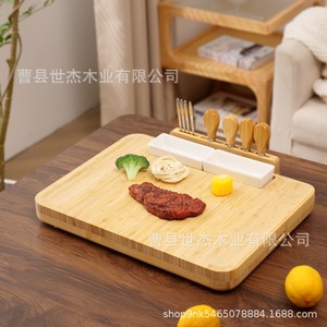 Planche à fromage en bambou Mu Yujia avec couteau 30x20cm, plateau de service durable pour fromages et en-cas - Product Image 3