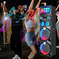 GD-1419 Haut-Parleur YouTube 120W Haute Puissance en Bois, Enceinte Active Portable sur Chariot avec Lumières DJ