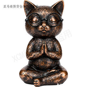 Escultura de Resina de Gato Meditando Zen sobre <span class=keywords><strong>Base</strong></span> de Loto, Estatua Artesanal Novedosa con Gafas, Regalo de Resina Personalizado - Product Image 2