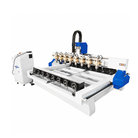 Máquina Fresadora CNC para Madera Jinan Mosencnc 8 de Múltiples Cabezales, Grabado 3D en Madera, Contrachapado, MDF, con 8 Ejes Rotatorios, Servomotor, Guía HIWIN