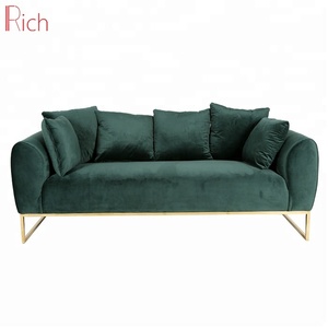 Green Velvet Stainless Steel Leg Single Sofa American Style <span class=keywords><strong>Classic</strong></span> Fabric Sofa Furniture for Living Room - Product Image 5